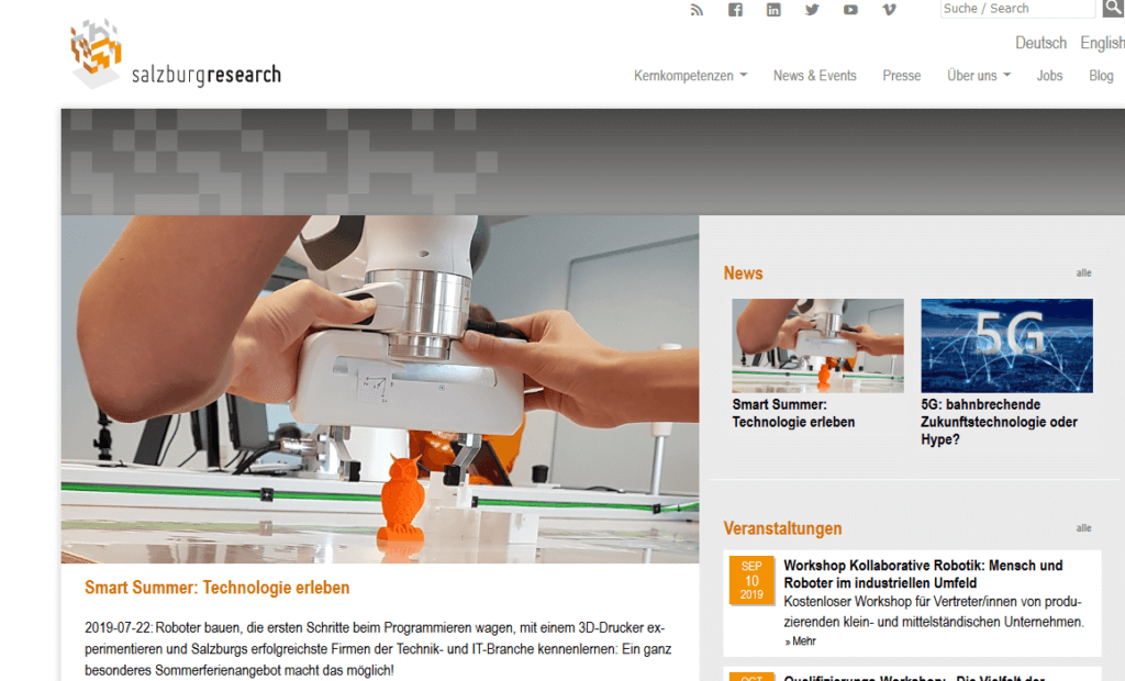 Screenshot Salzburg Research-Website